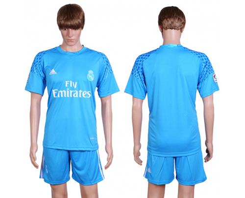 Real Madrid Blank Sky Blue Goalkeeper Soccer Club Jersey - Click Image to Close